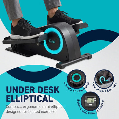 JR1 Seated under Desk Elliptical Machine for Home Workout, Mini Elliptical, Desk Bike Pedal Exerciser, Whisper Quiet, under Desk Pedal Exerciser W/Adjustable Resistance & LCD Display